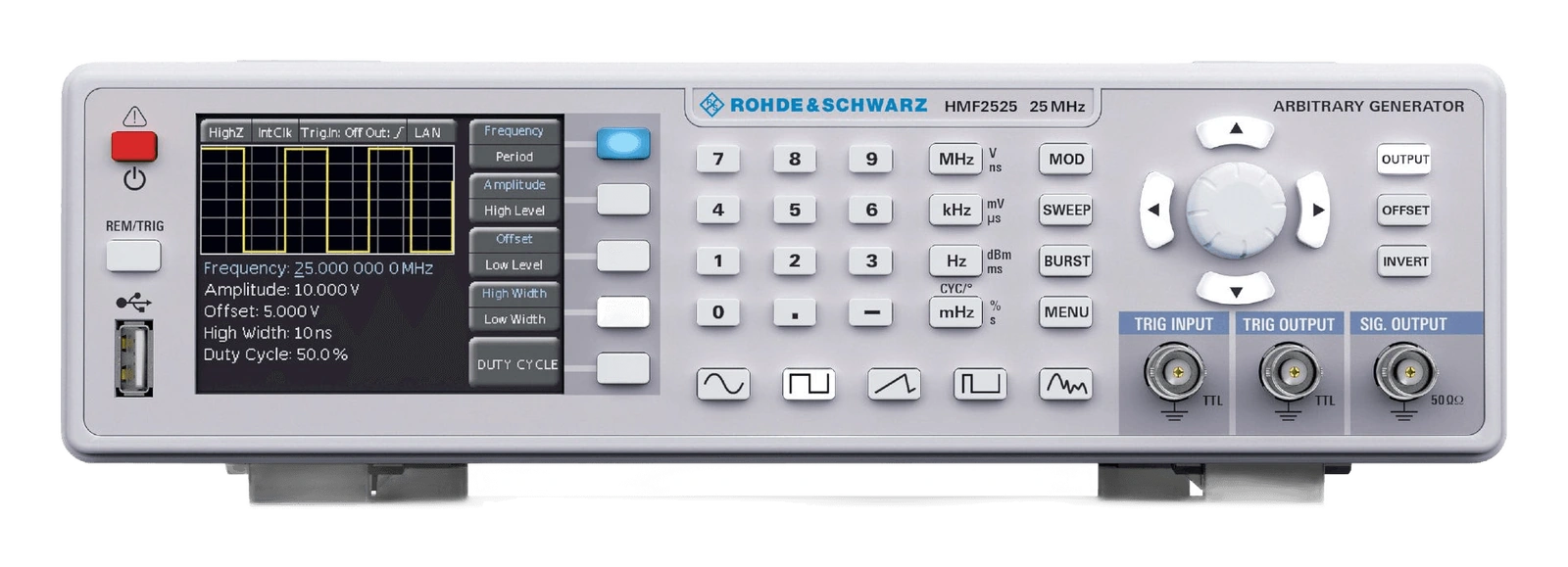 Rohde & Schwarz R&S HMF2525/2550. Imagen de referencia de la familia; variante y accesorios representados no equivalen a todas las configuraciones.