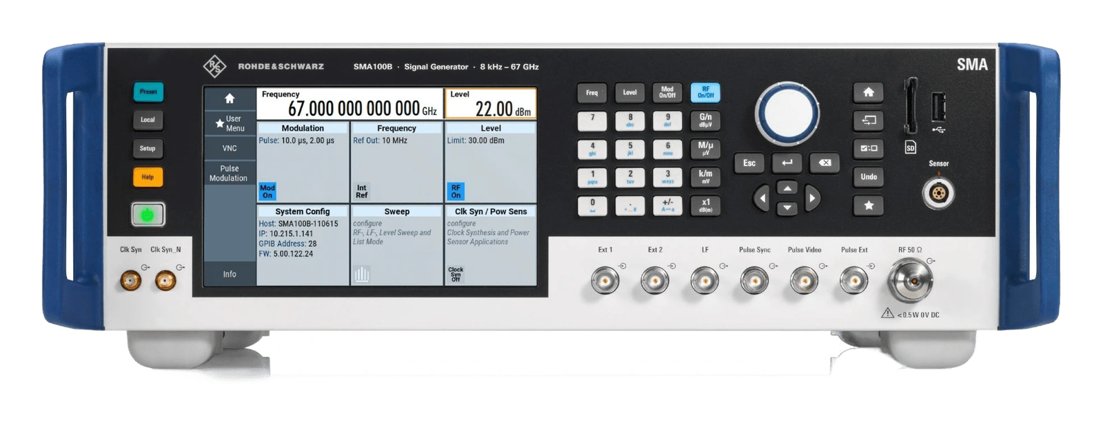 Rohde & Schwarz SMA100B. Imagen de referencia de la familia; variante y accesorios representados no equivalen a todas las configuraciones.