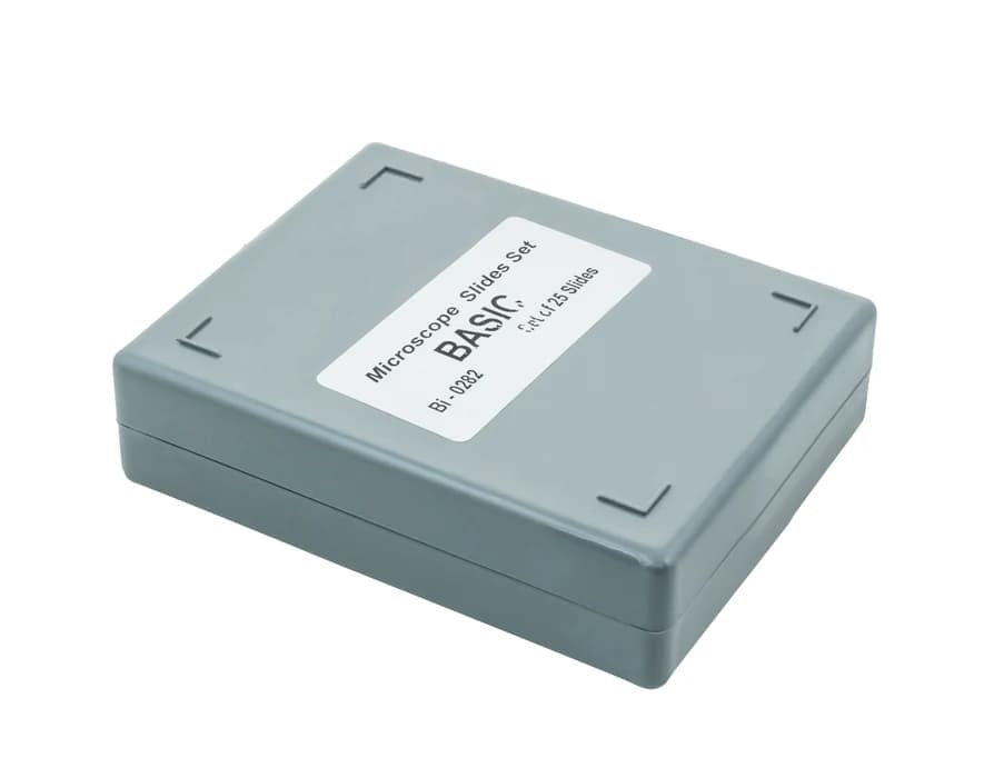 Juego de 25 portaobjetos preparados – Biología básica (Eisco BI0282)