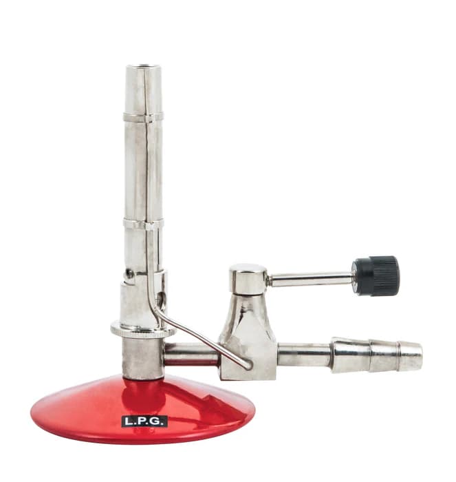 Mechero Bunsen con Llama Piloto para Gas Propano, Tubo Niquelado 100 Mm