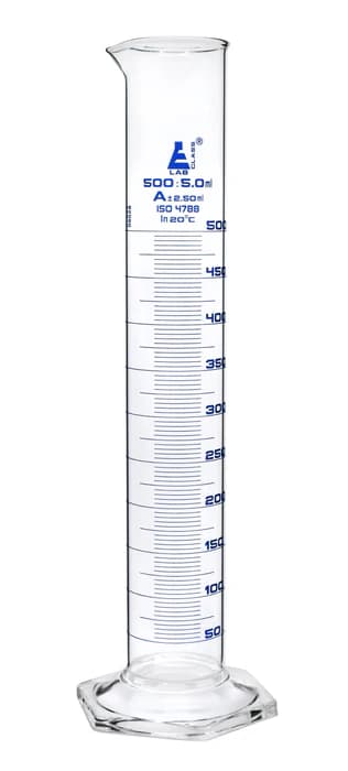Probeta Graduada de Vidrio Borosilicato 500 ml Clase A Base Hexagonal - imagen 1