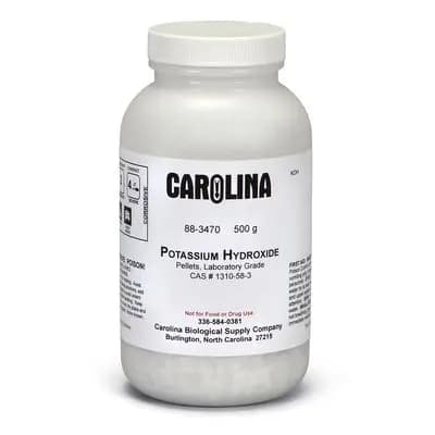 Hidróxido de potasio, en gránulos, grado de laboratorio, 500 g