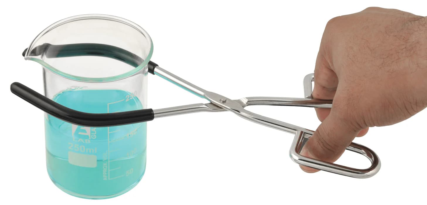 Pinzas para Vasos de Precipitados 9,75" Acero Niquelado con Goma - imagen 3