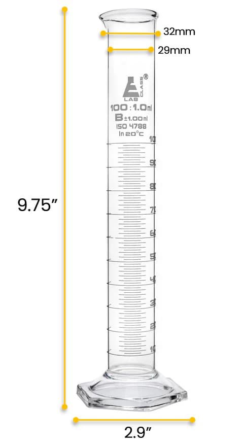 Probeta Graduada 100 ml Clase B Vidrio - imagen 3