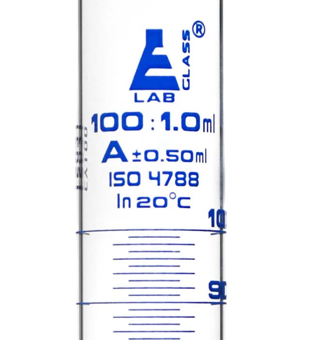 Probeta Graduada 100 ml Clase A Base Hexagonal Azul - imagen 3