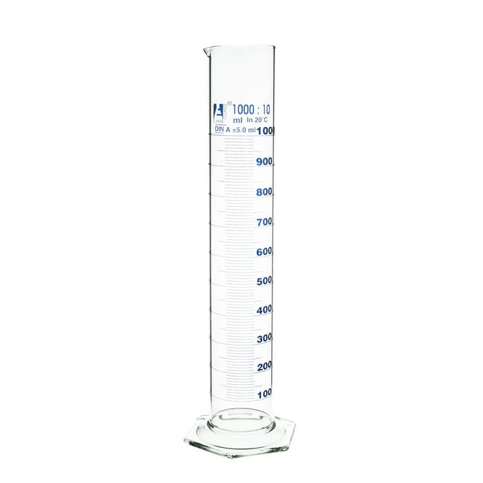 Cilindro Graduado 1000 ml de Vidrio Borosilicato 3.3 – Clase A con Base Hexagonal - imagen 1