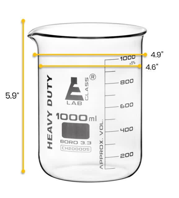 Vaso de Precipitados 1000 ml de Borosilicato 3.3, Paredes Gruesas - imagen 2