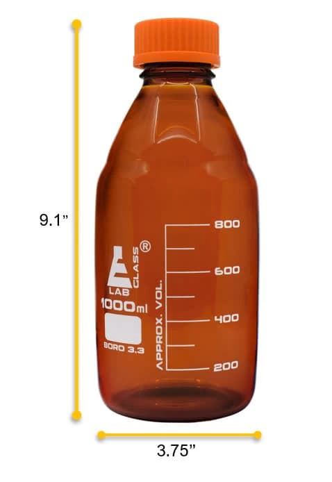 Frasco de Vidrio Ámbar 1000 ml con Tapa Roscada Gl45 y Anillo Vertedor - imagen 2