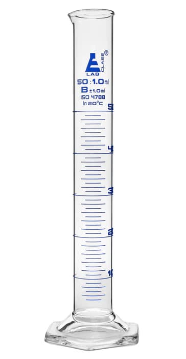 Probeta Graduada de Vidrio Borosilicato 50 ml Clase B Base Hexagonal - imagen 1