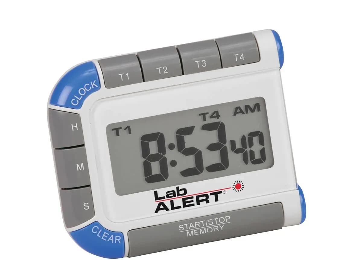 Temporizador de cuatro canales con reloj para laboratorio - imagen 1