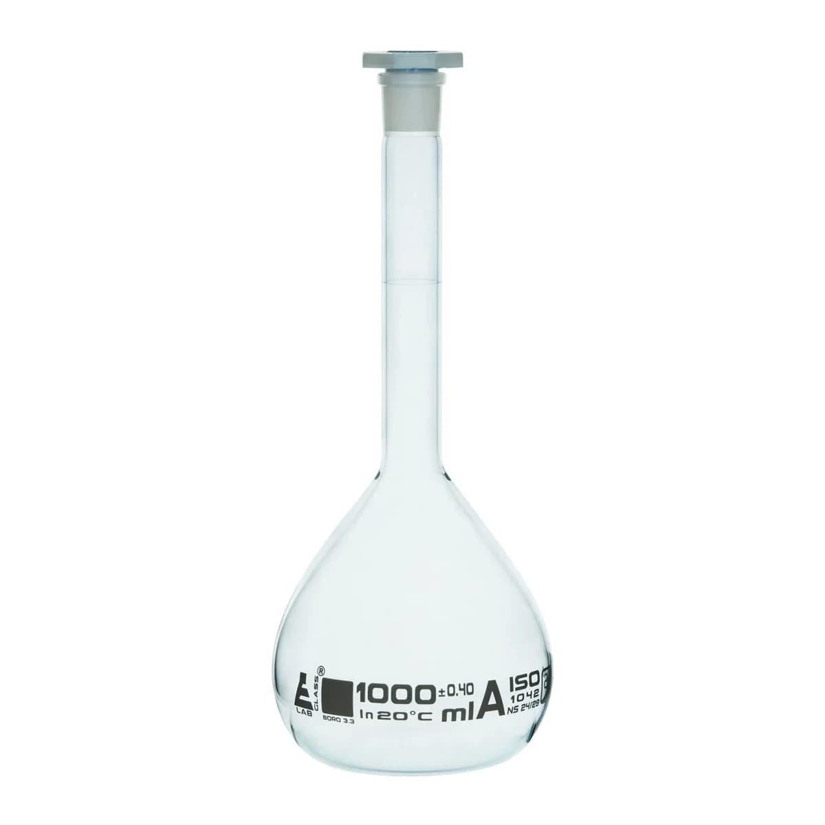 Matraz Volumétrico Clase A 1000 ml con Tapón de Polietileno - imagen 1