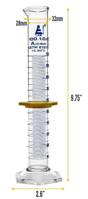 Probeta graduada de 100 ml vidrio borosilicato ASTM Clase A con collar protector - imagen 3
