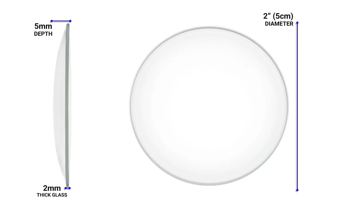 Vasos de reloj de vidrio, 5 cm, bordes pulidos y esmerilados - imagen 2