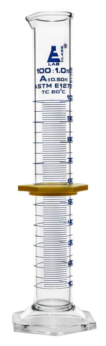 Probeta graduada de 100 ml vidrio borosilicato ASTM Clase A con collar protector - imagen 1