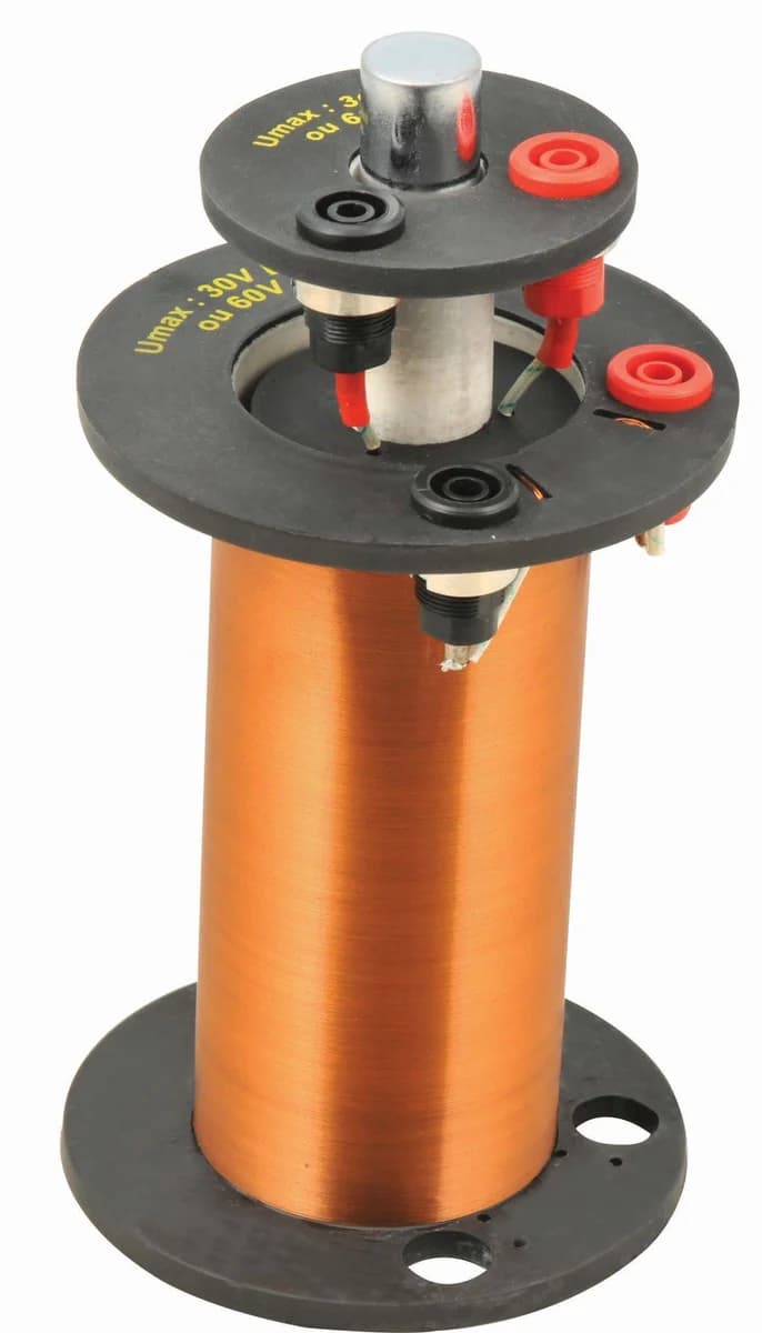 Bobina de inducción demostración con imán cilíndrico y bobinas anidadas - imagen 1