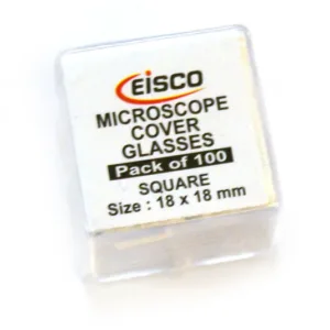 Cubreobjetos 18x18 mm paquete 100 de vidrio transparente para microscopía.