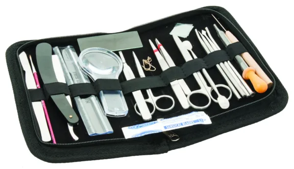 Juego de disección 20 piezas acero inoxidable estuche cuero