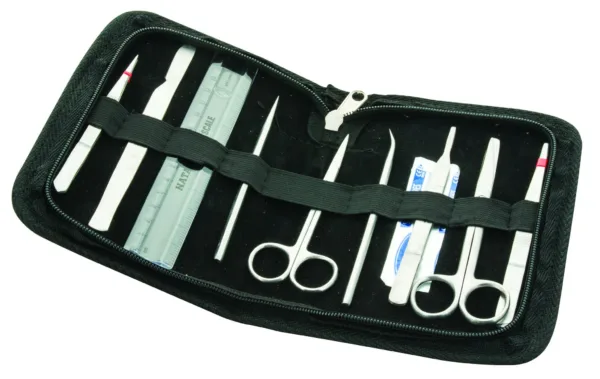 Juego de disección 9 piezas acero inoxidable estuche cuero