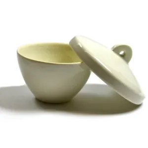 Crisol de porcelana con tapa 30 ml forma baja para laboratorio