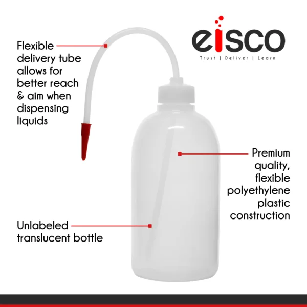 Botella de Lavado Económica 500 ml con Tubo Flexible – Polietileno - Imagen 5