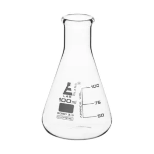 Matraz Erlenmeyer 100 ml cuello estrecho de vidrio borosilicato 3.3