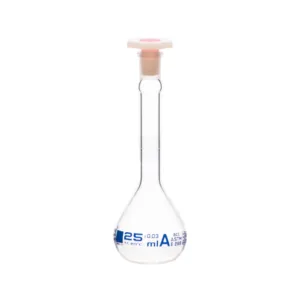 Matraz volumétrico de 25 ml, clase A, con tapón de polipropileno