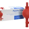 Pipeta de llenado con pera de goma de 54 mm y tres válvulas