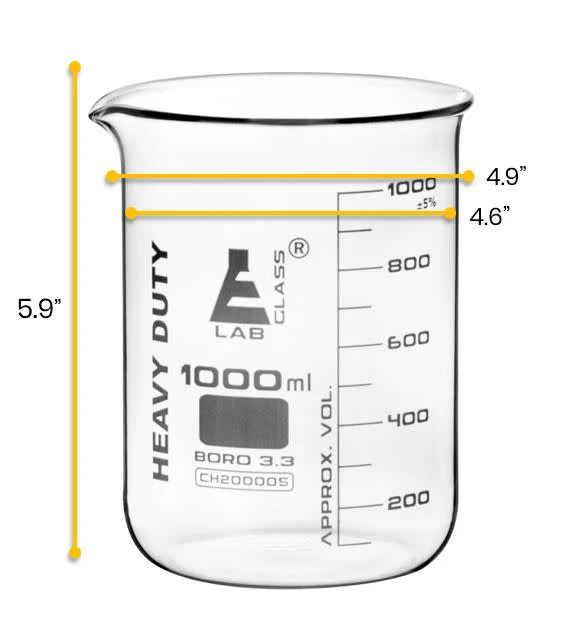 Vaso de Precipitados 1000 ml de Borosilicato 3.3, Paredes Gruesas - Imagen 2