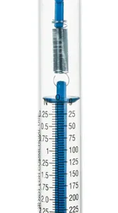 Dinamómetro 2.5N 250g con tubo acrílico transparente y escala visible
