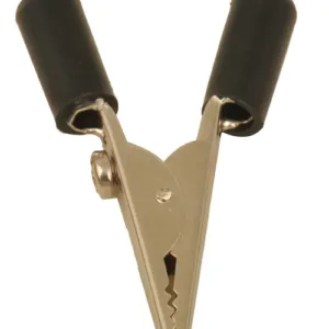 Pinza cocodrilo negra 50 mm con aislamiento para prácticas educativas