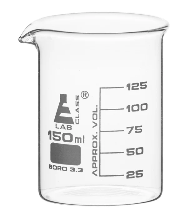 Vaso de precipitados de vidrio borosilicato 150 ml forma baja con pico vertedor
