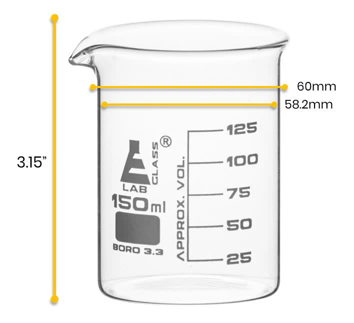 Vaso de Precipitados de Vidrio Borosilicato 150 ml Forma Baja con Pico Vertedor - Imagen 3