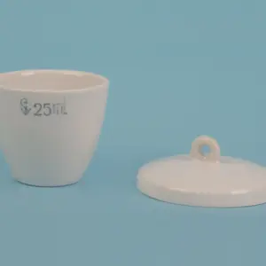 Crisol de porcelana con tapa de 30 mL para laboratorio