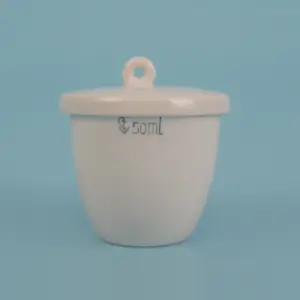 Crisol de porcelana con tapa de 50 mL para laboratorio