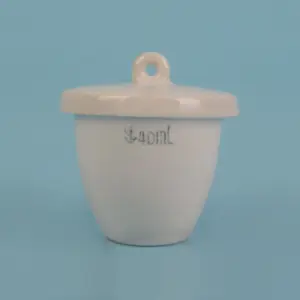 Crisol de porcelana con tapa de 40 mL para laboratorio