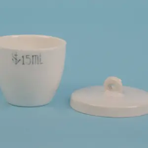 Crisol de porcelana con tapa de 15 mL para laboratorio