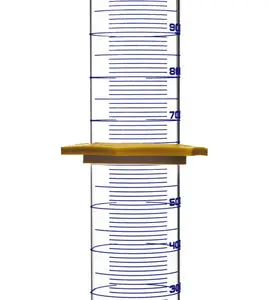 Probeta graduada de vidrio borosilicato 1000 ml Clase A con base hexagonal y graduaciones azules.